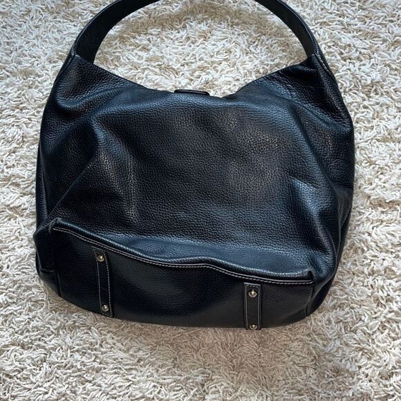 D&B Black Leather Hobo Bag Belvedere Logo Lock Shoulder Bag - Picture 3 of 16